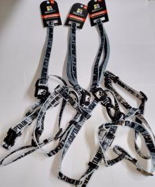 Leash and Harness Nylon Cat Black and White 15mm*120cm+45 VMT-28