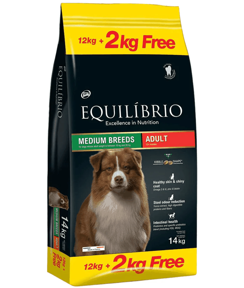 Equilibrio dog adult medium breed 12 kg+2 KG free