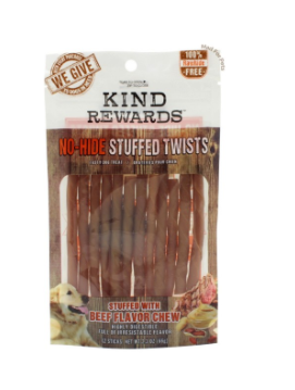 Kind Rewards No Hide Stuffed Twist Beef Flavor with Peanut Butter 12pcs