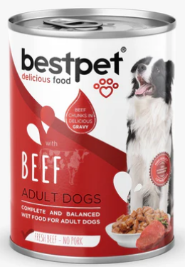 Bestpet Adult Dog with beef Wet Food Cans 400 g