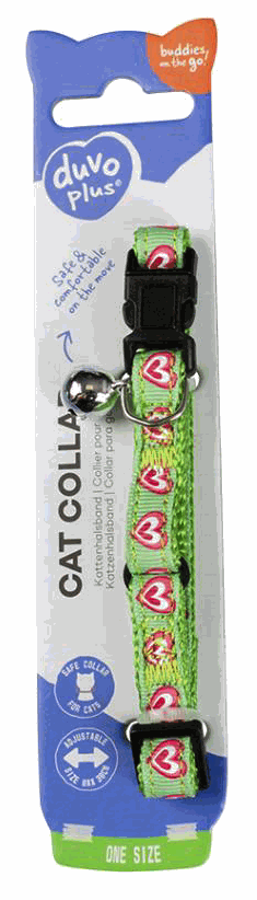 Duvo Green Cat Collar Hearts (20-30cm/10mm)