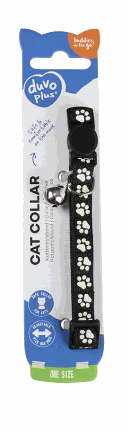 Duvo Black Cat Paws Collar (20-30cm / 10mm)