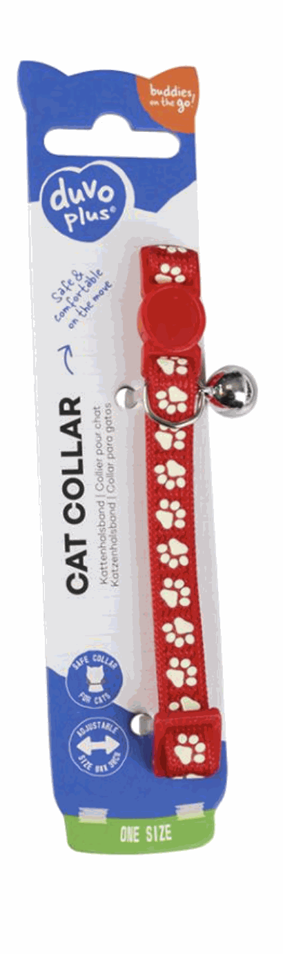Duvo Red Cat Paws Collar (20-30cm / 10mm)