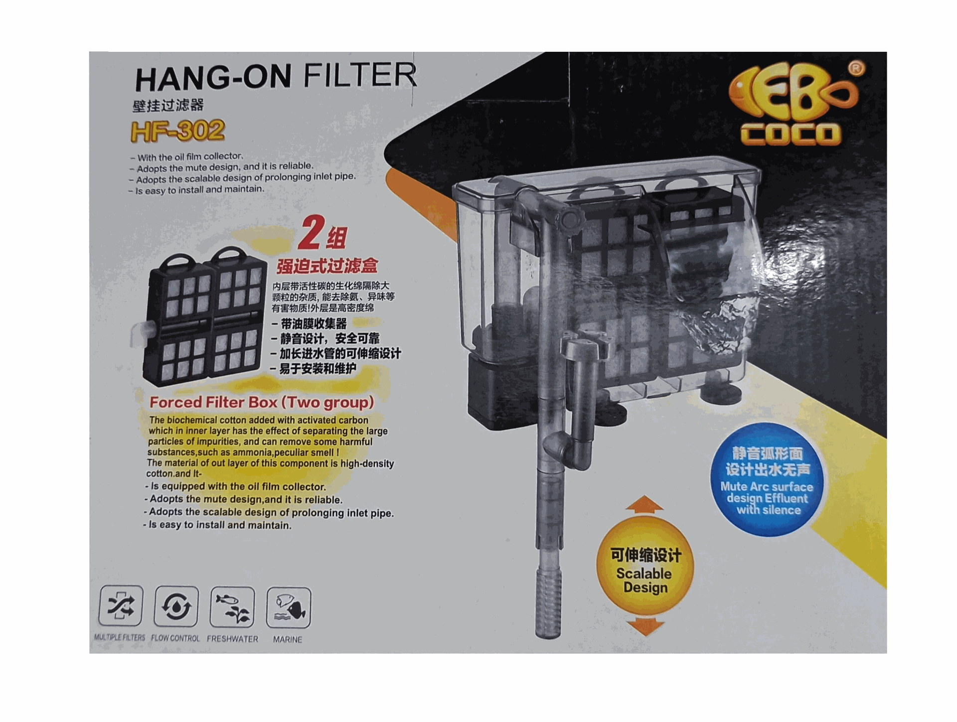Cebo Coco Hang on Filter for Aquariums (HF-302)
