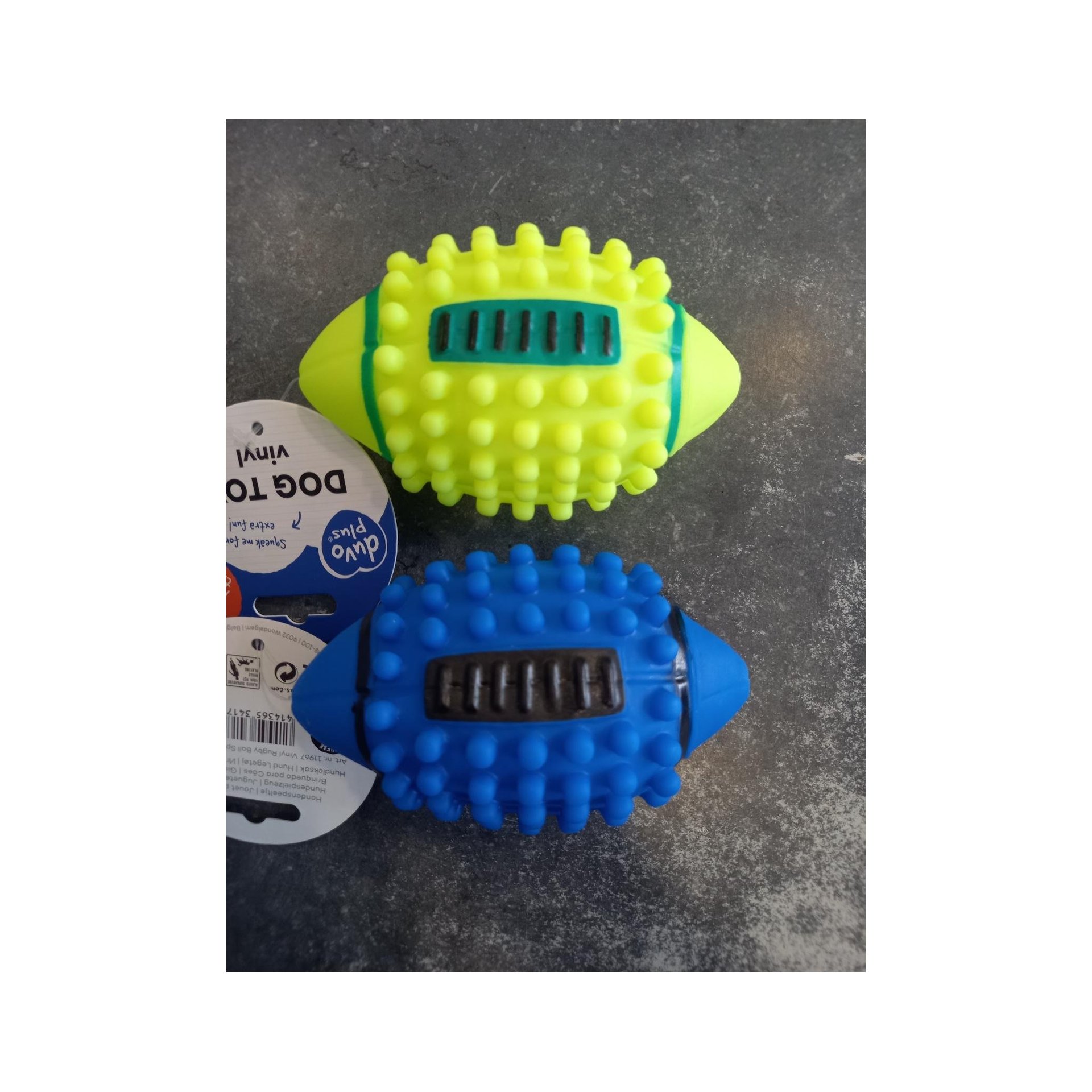 Yellow Vinyl Rugby Ball Spiky Dog Toys