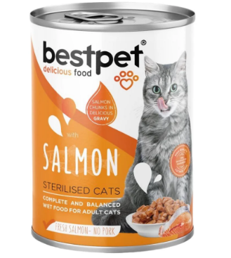bestpet Adult Cat with salmon Wet Food Cans 400 g