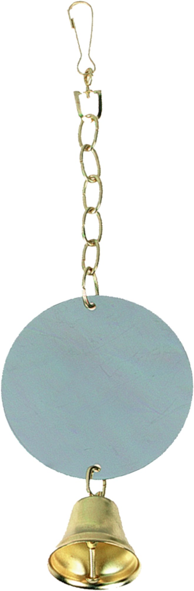 Flamingo Parrot Toy Mirror Round With Bell Silver XL (L:10cm- W:5cm-H:31.5cm)