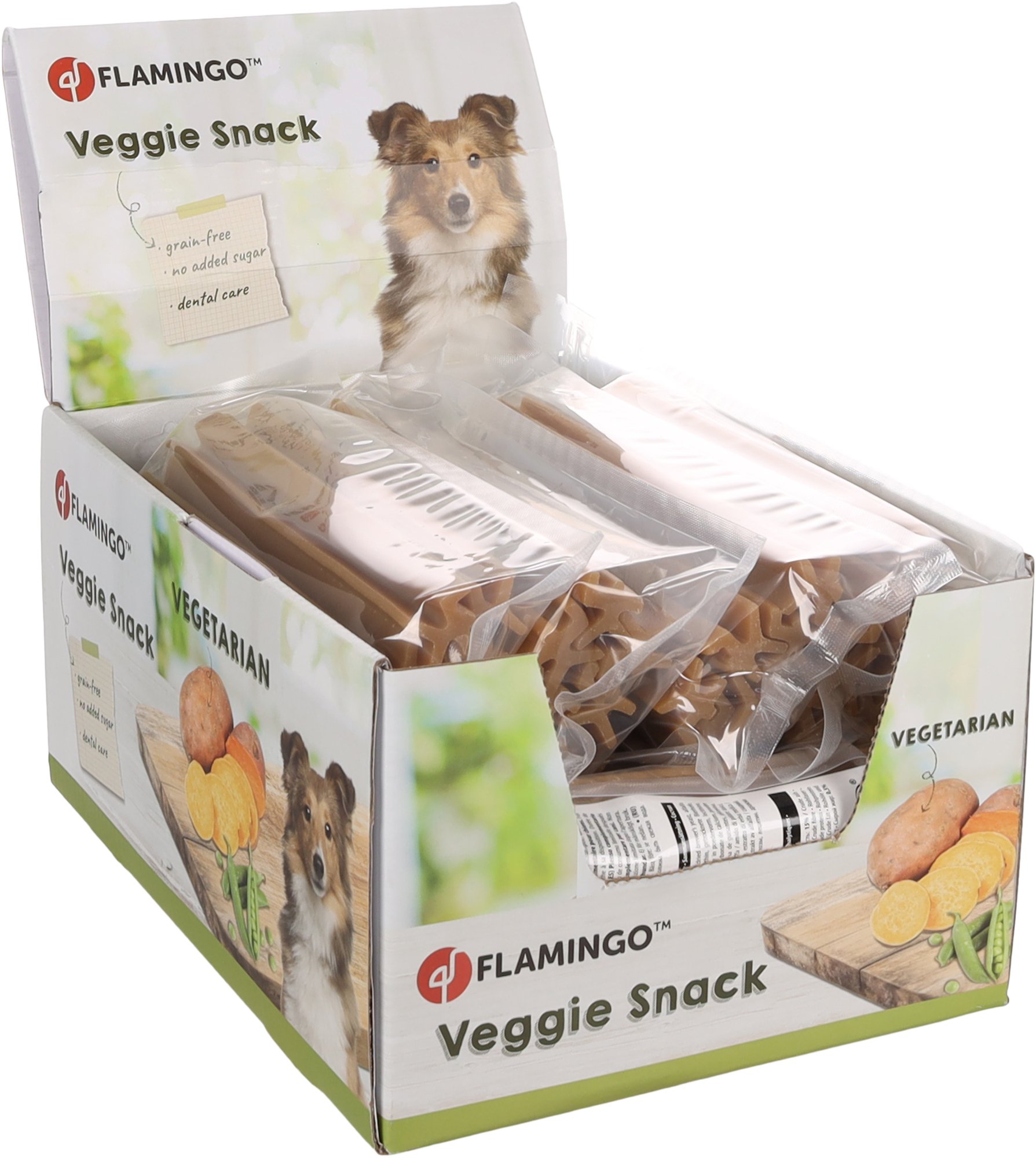 Flamingo Dog Snacks Veggie Nature (300g*18cm-6pcs)