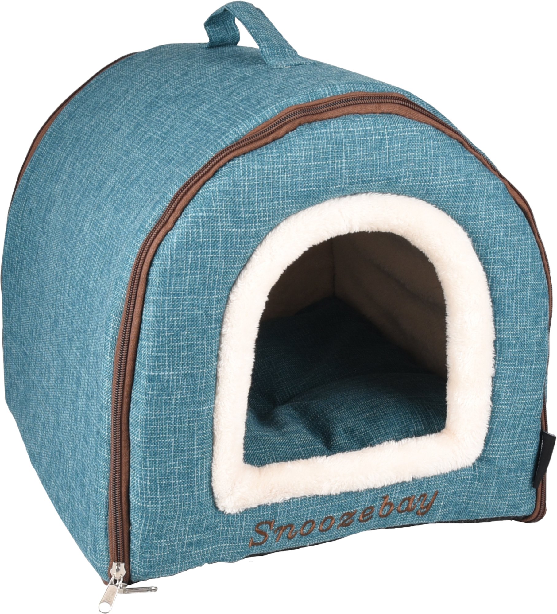 Flamingo Cat Snoozebay Sleeping Place With Zipper Oval Blue, Cream and Brown (45*35*35cm)