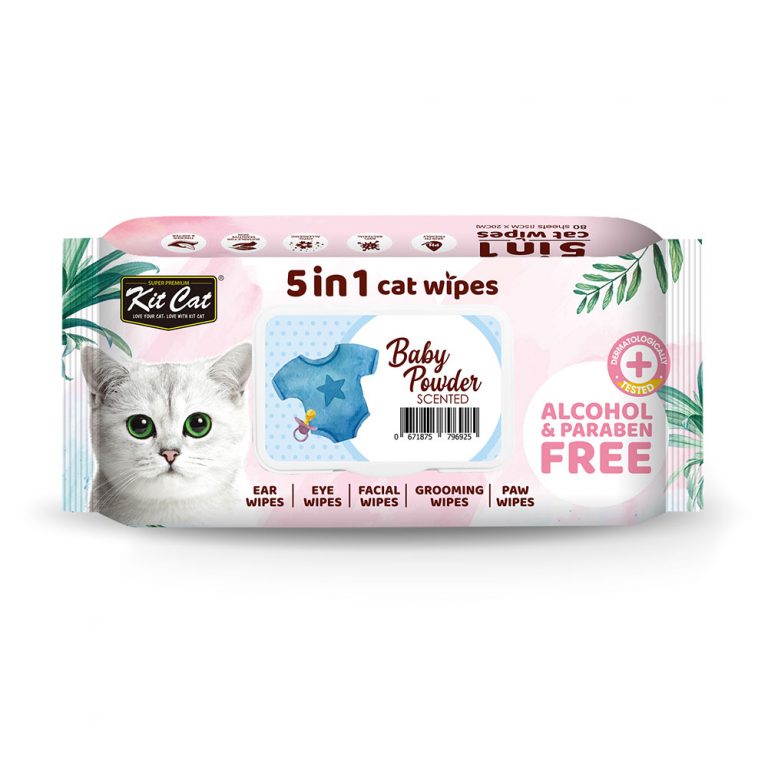 Kit Cat 5 in 1 Cat Wipes 80pcs (Baby powder)