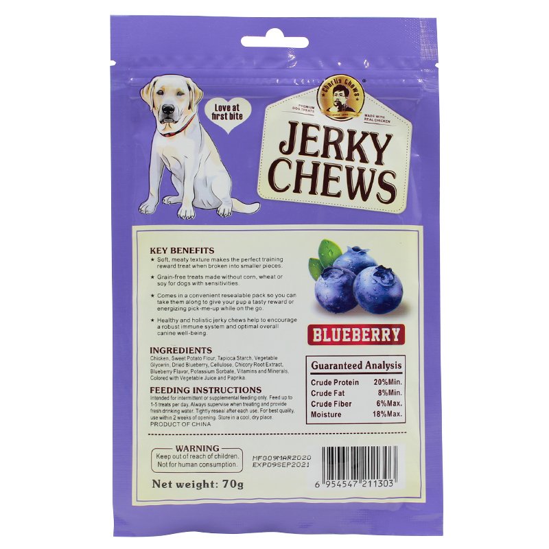 Chicken Jerky Chews - Blueberry