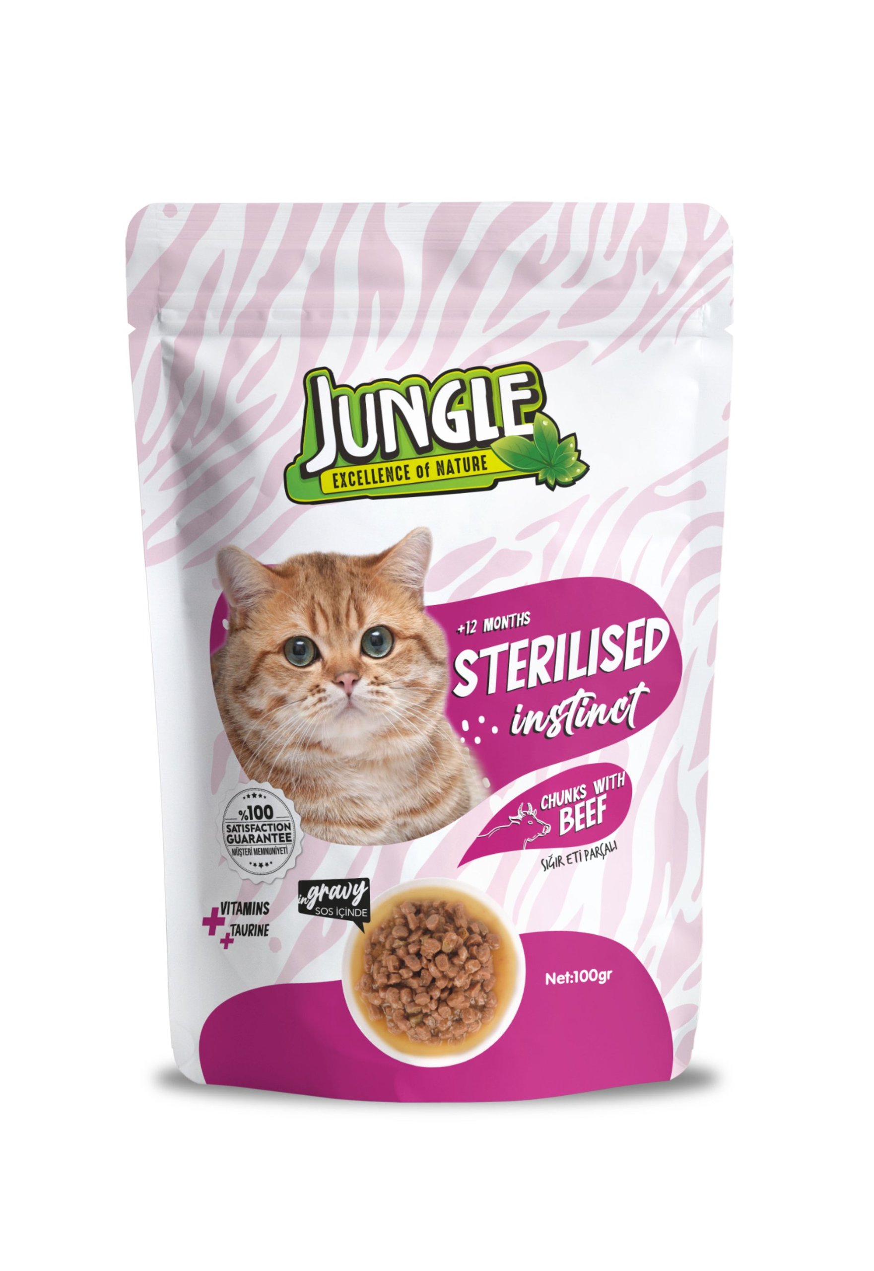 Jungle Pouch 100 g Sterilesed Beef in Jelly