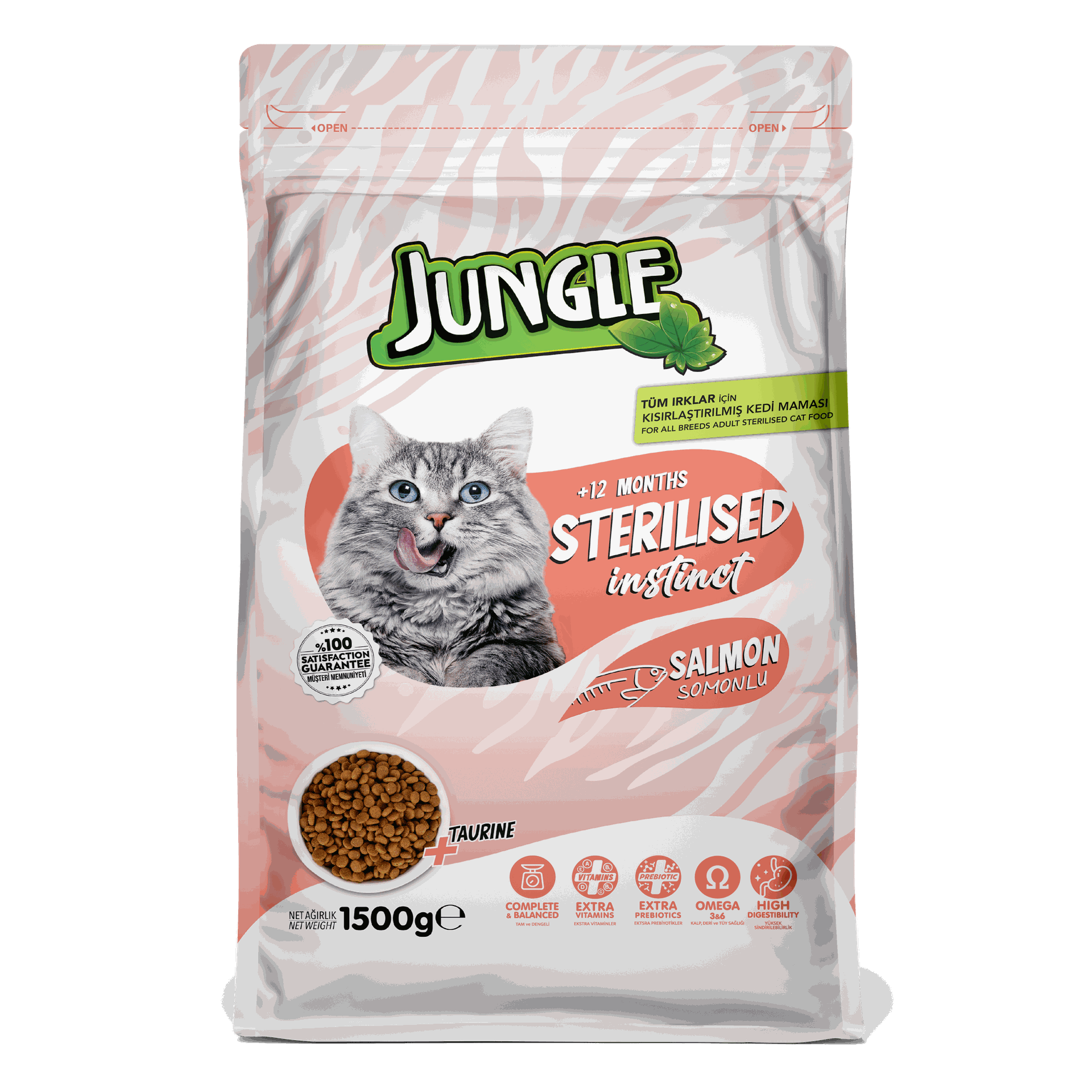 Jungle Adult Sterilized Cat Food with Salmon, Jungle Adult Sterilized Cat Food with Salmon-500g