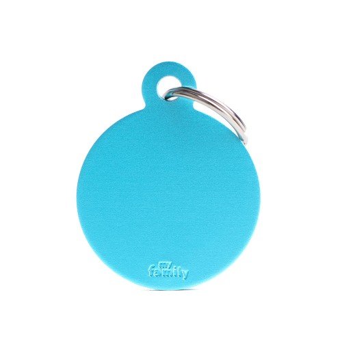 My Family Pet Tag Basic Collection Big Round Aluminium Light Blue ID