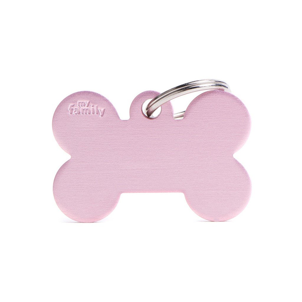 My Family Pet Tag Collection Big Bone Aluminum Pink Dog ID