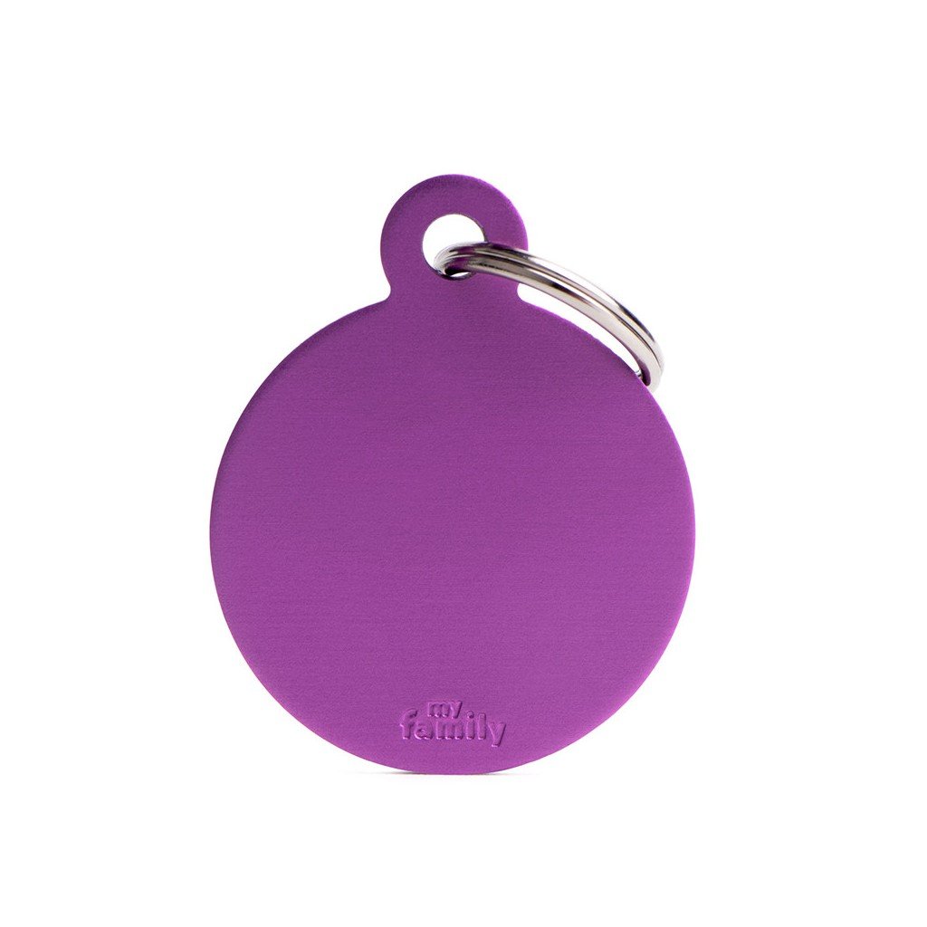 My Family Pet Tag Collection Big Round Aluminum Purple ID
