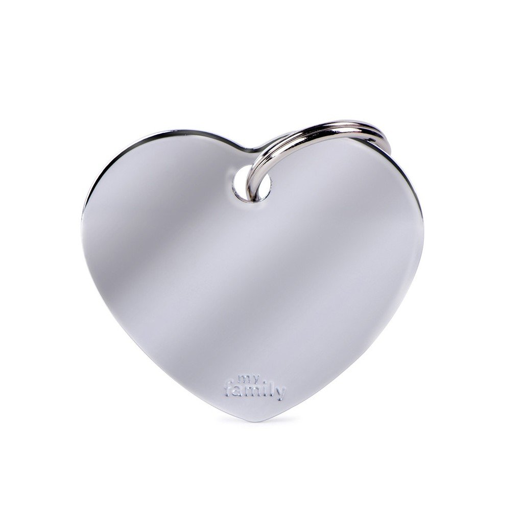 My Family Pet Tag Collection Big Heart Chrome-Plated Brass ID