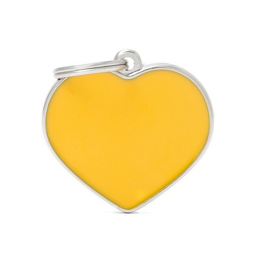 My Family Pet Tag Basic Handmade Big Heart Yellow ID