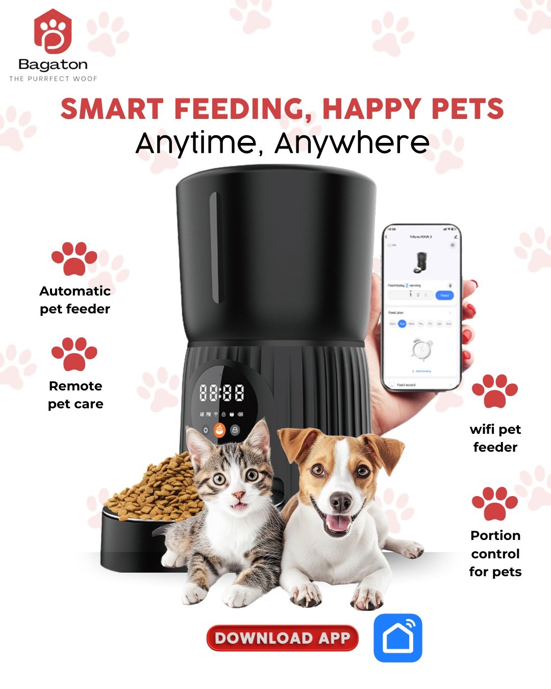 Smart WiFi Feeder - 4L Automatic Food Dispenser