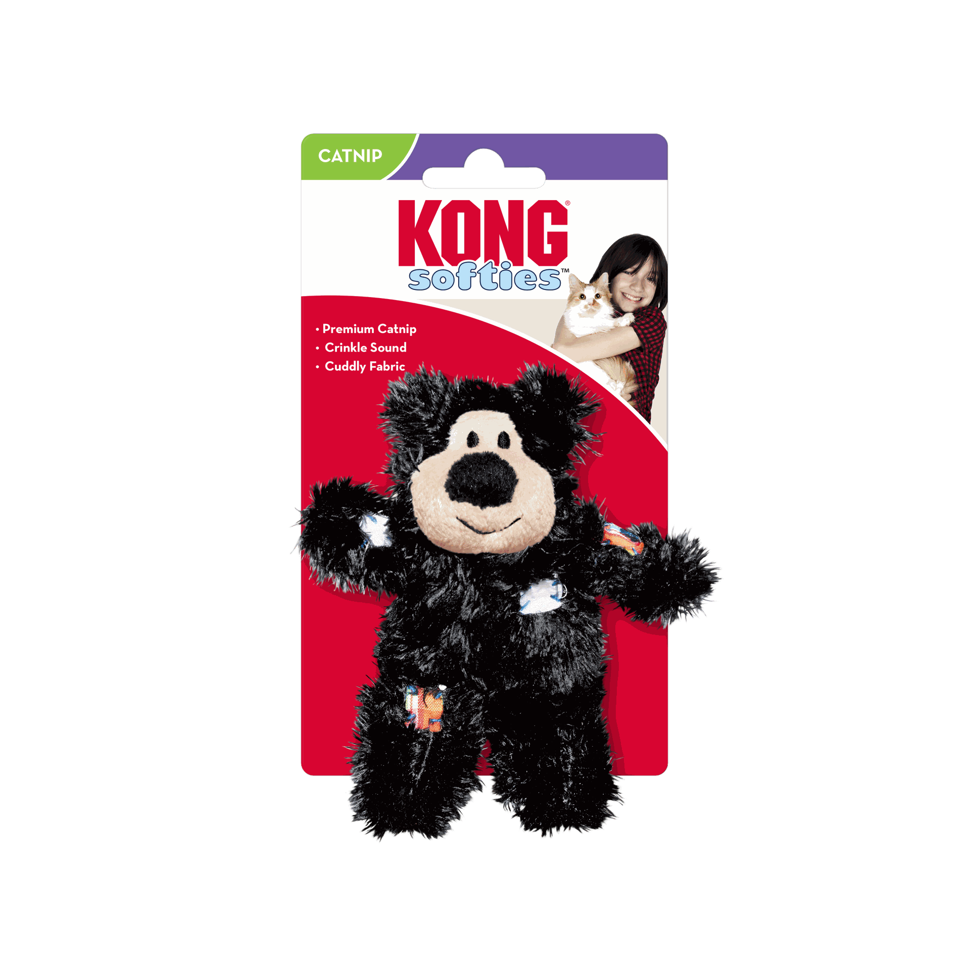 KONG Cat Black Softies Patchwork Bear