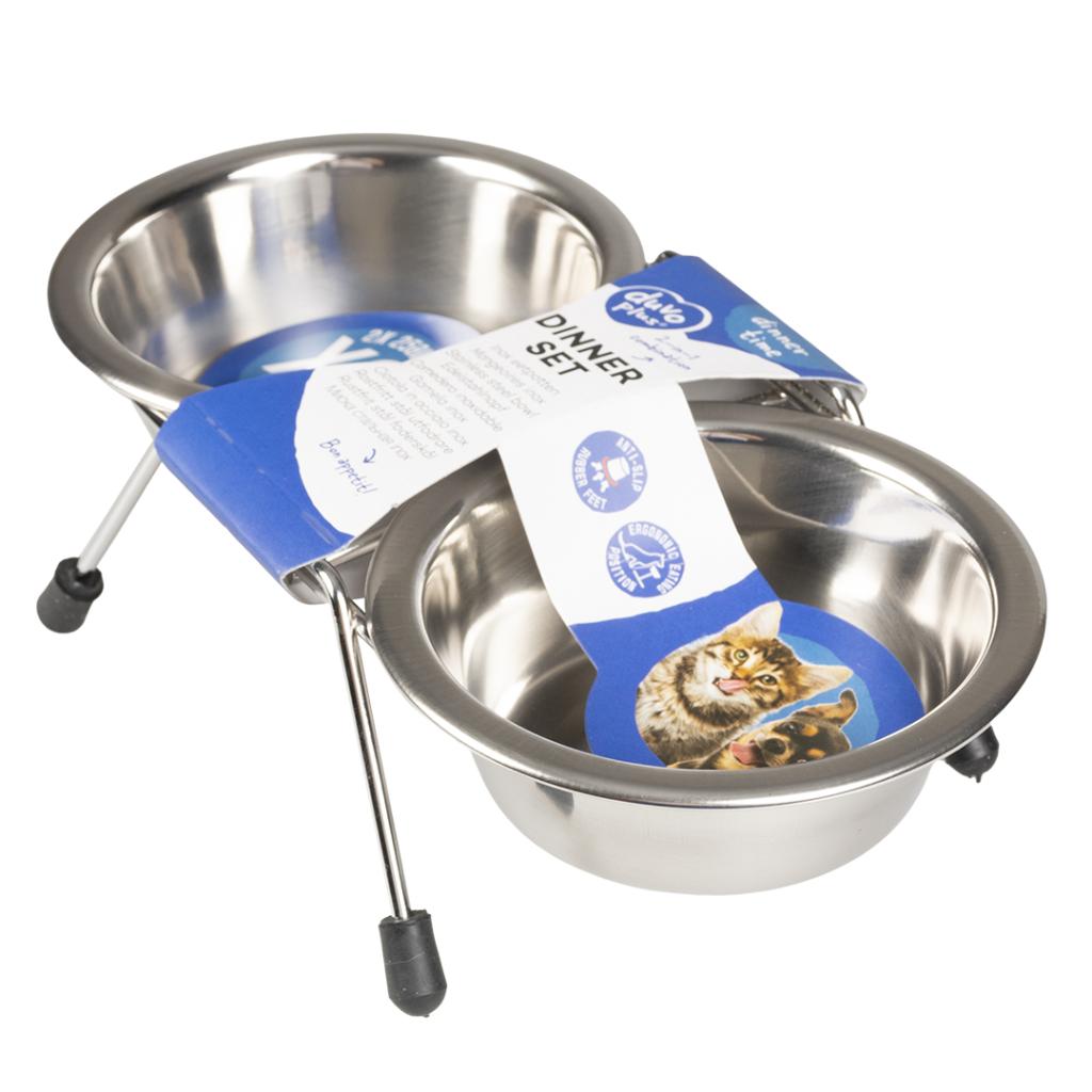 Wire stand with 2 bowls-X small