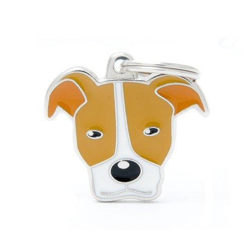 My Family Pet Tag Pitbull White and Orange Dog ID