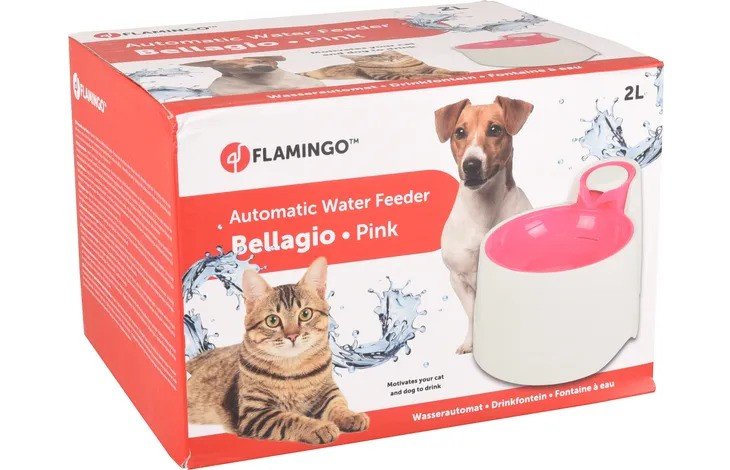 Flamingo Cats And Dogs Automatic Water Feeder (Fountain) Bellagio White And Pink (2L)