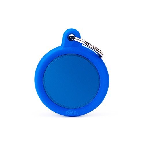 Hushtag Blue Aluminum Circle ID Tag with Rubber