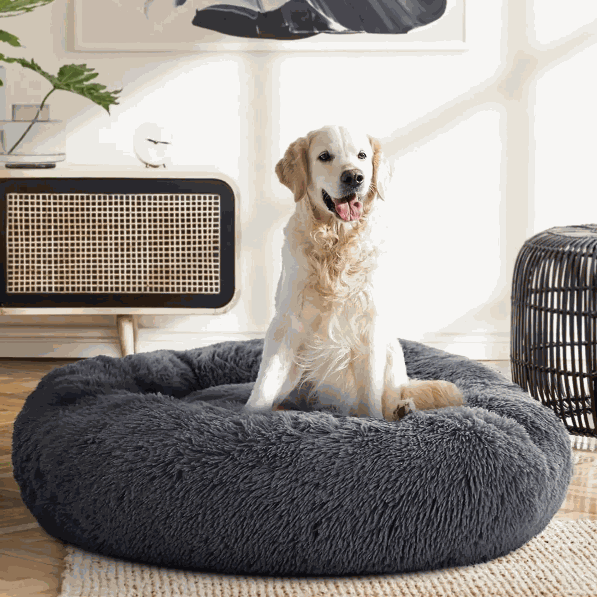 Soft Dark Grey Cozy Fluffy Nest
