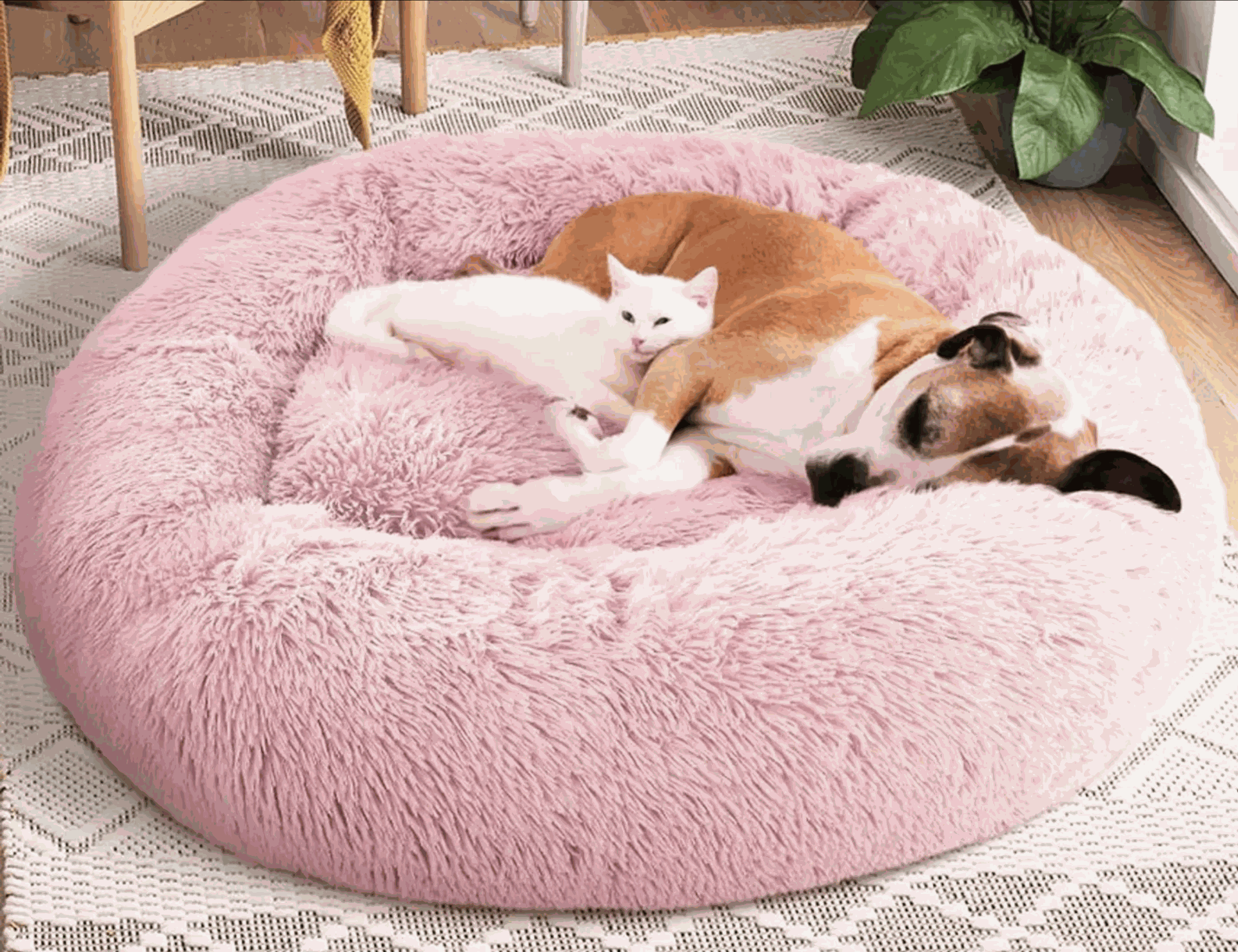 Soft XXL pink cozy Fluffy nest (100cm external diameter)
