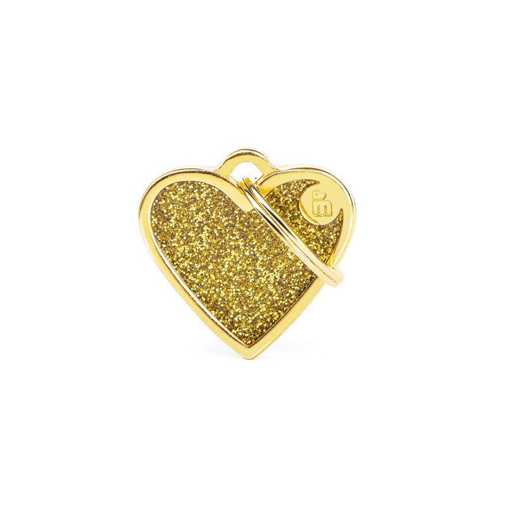 My family Small Heart Glitter Gold