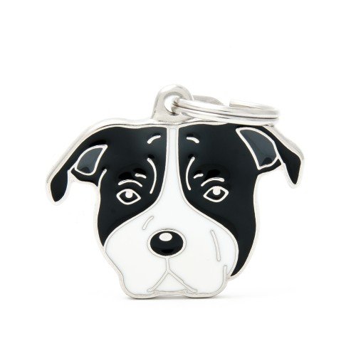 My Family Pet Tag American Staffordshire Terrier Black And White Dog ID