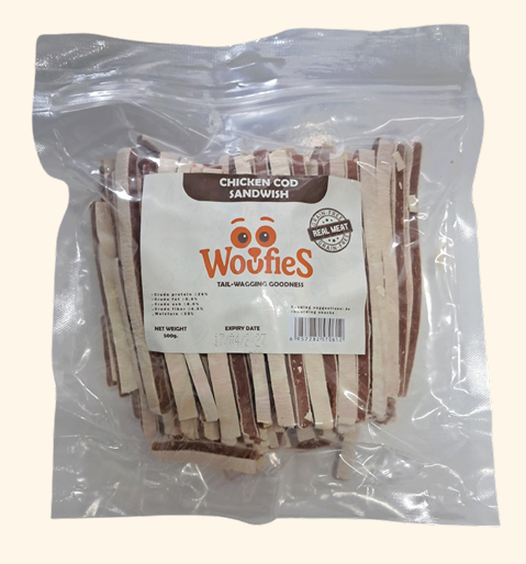 Woofies Chicken Cod Sandwich 500g
