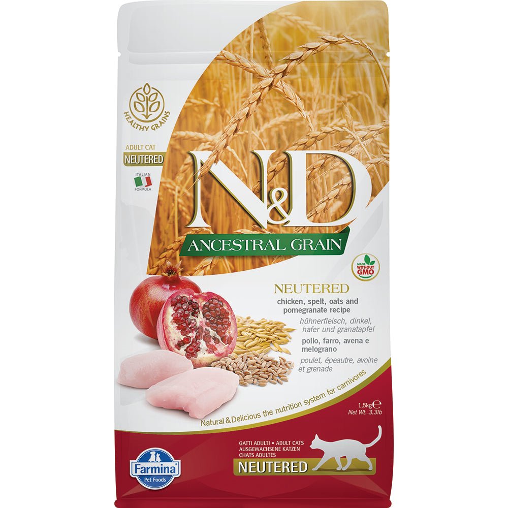 N&D Ancestral Grain Cat Chicken, Spelt, Oats & Pomegranate Neutered 1.5kg