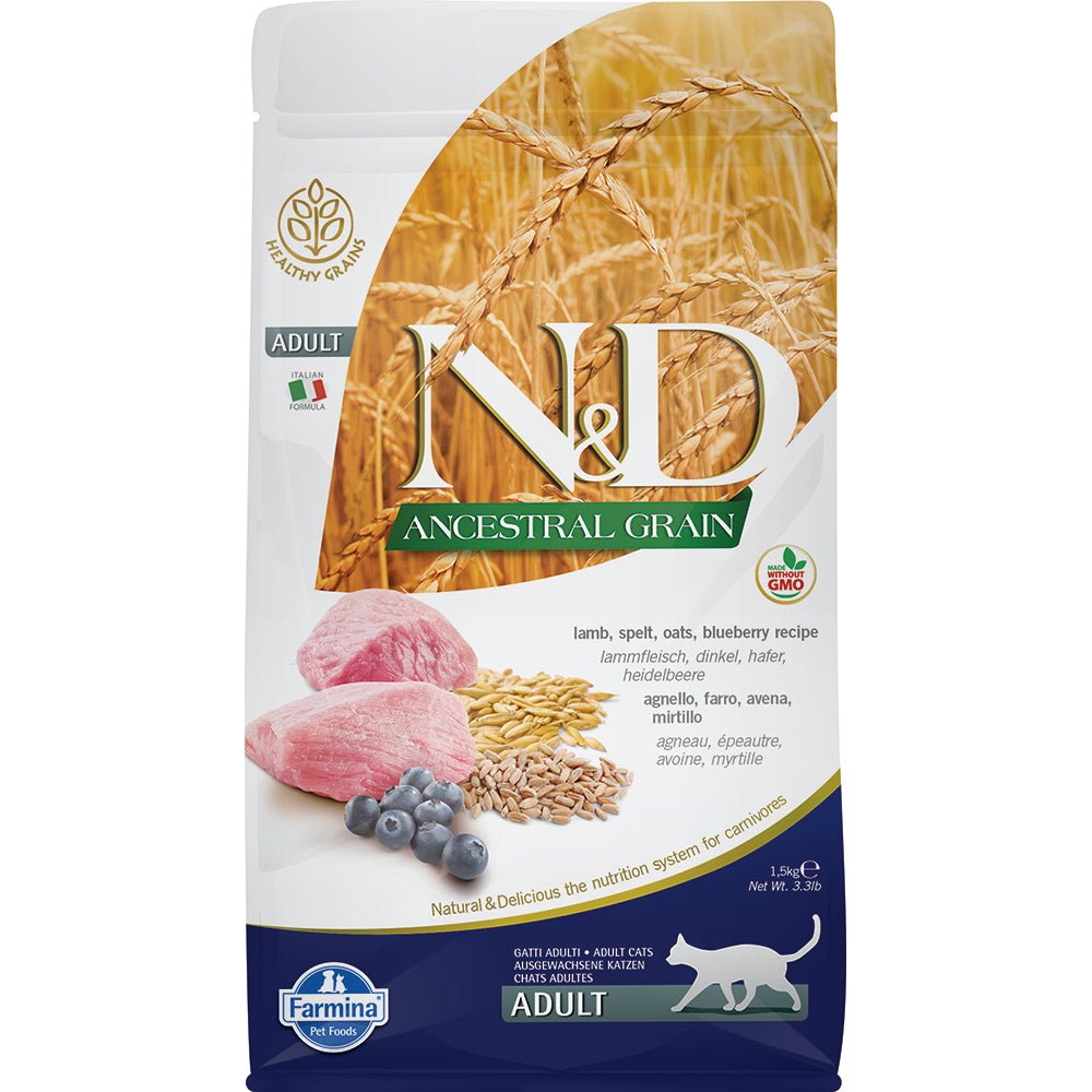 N&D Ancestral Grain Cat Lamb, Spelt, Oats & Blueberry Adult 1.5kg