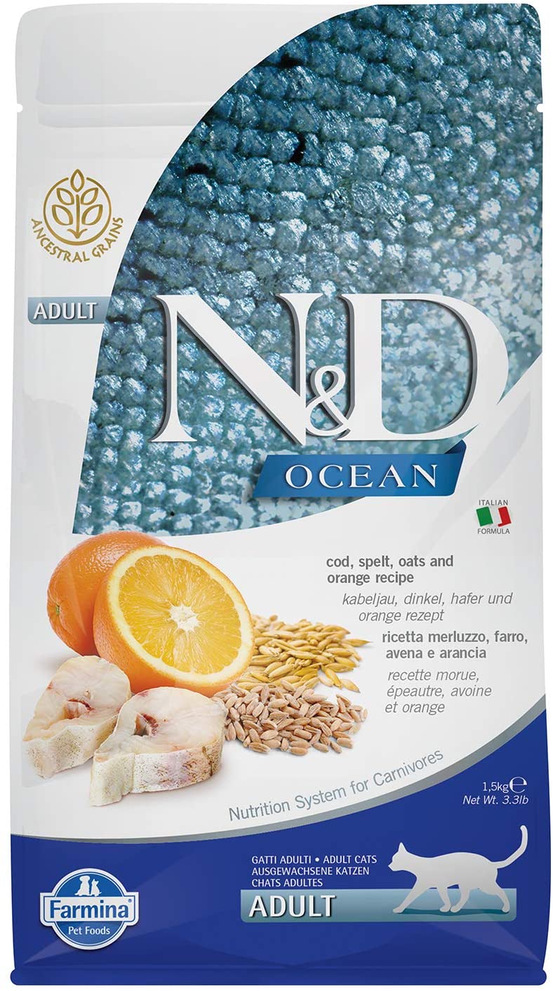 N&D Ocean Ancestral Grain Cat Codfish & Orange 1.5kg