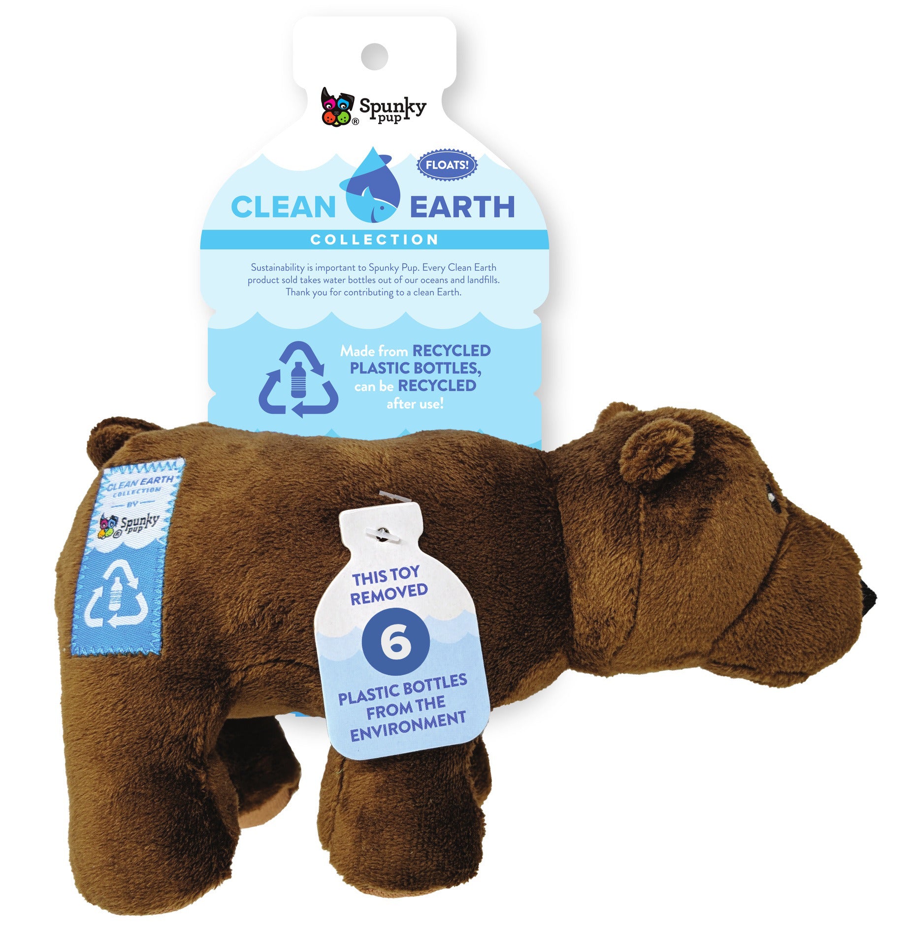 Spunky Pup Clean Earth Plush Bear - Small