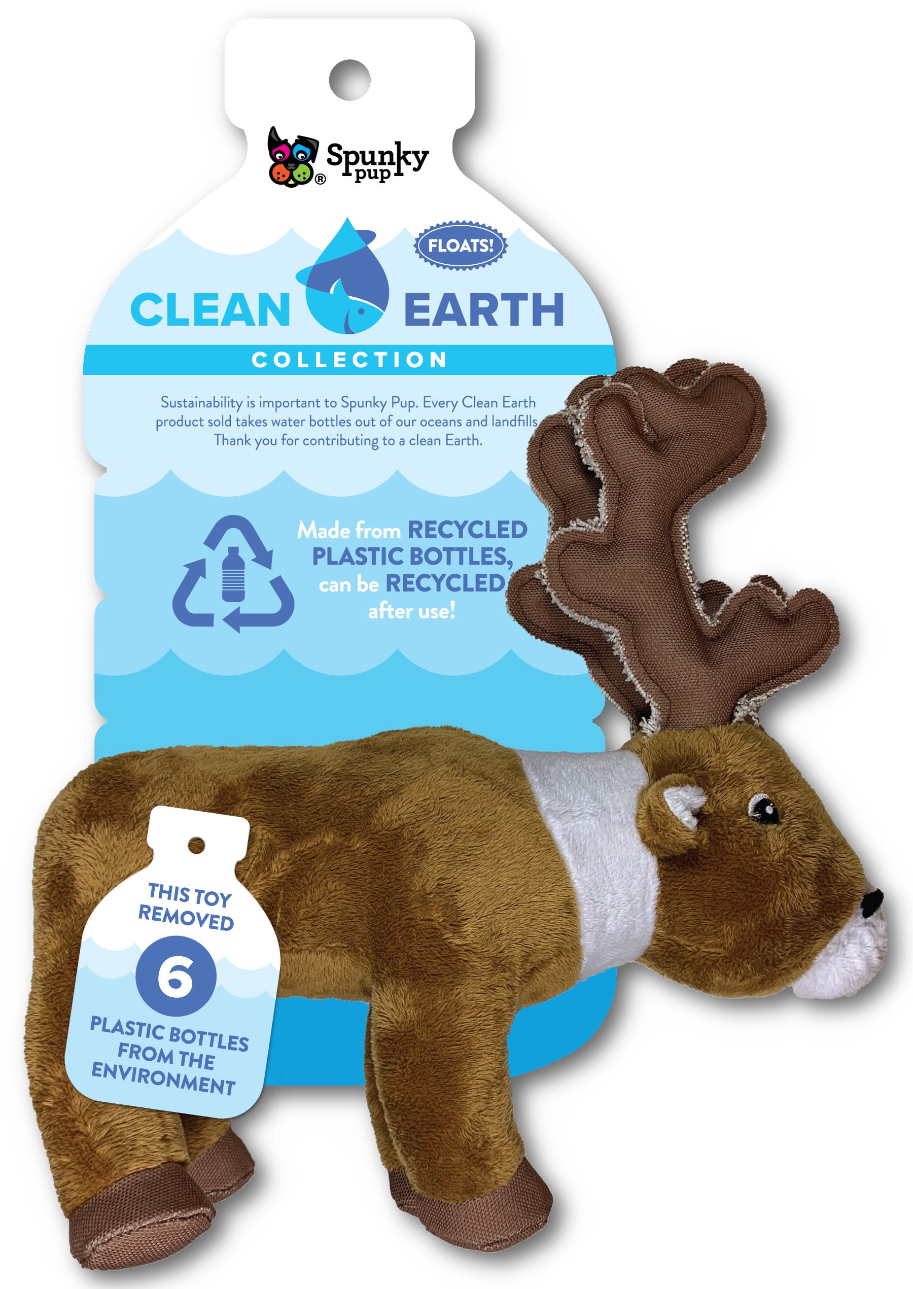 Spunky Pup Clean Earth Plush Caribou - Small