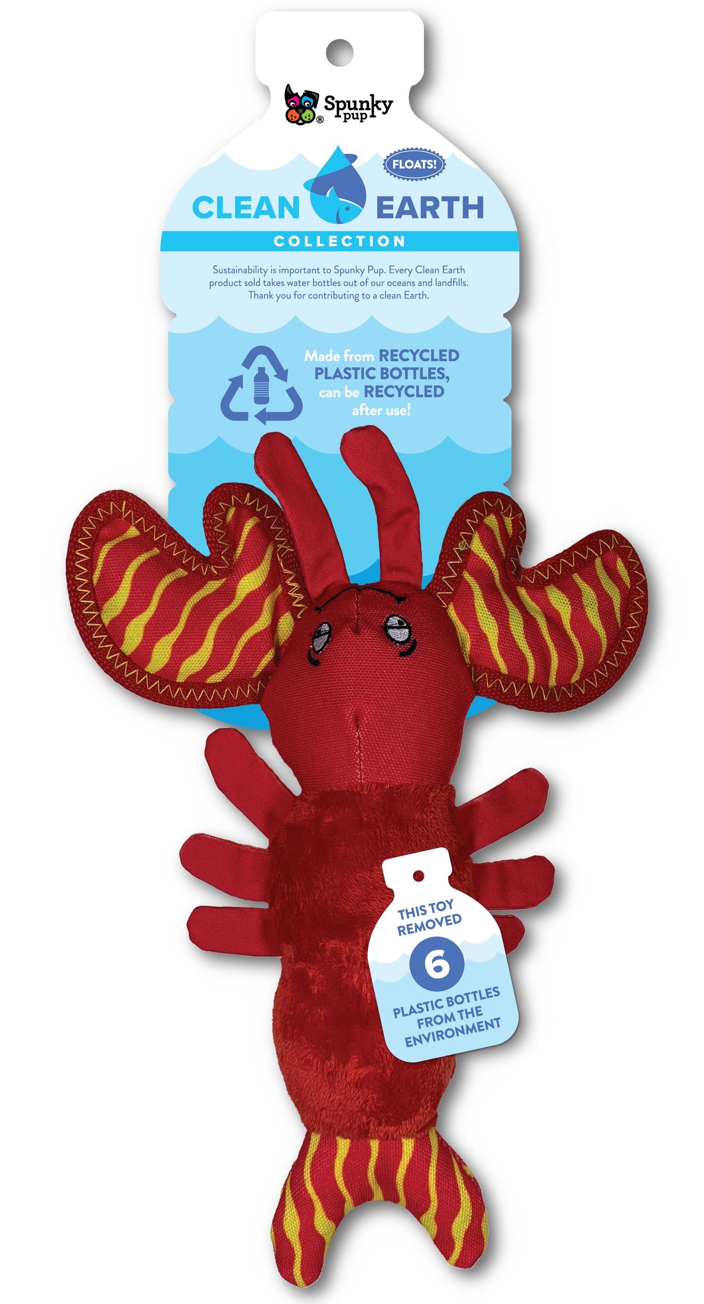 Spunky Pup Clean Earth Plush Lobster - Small