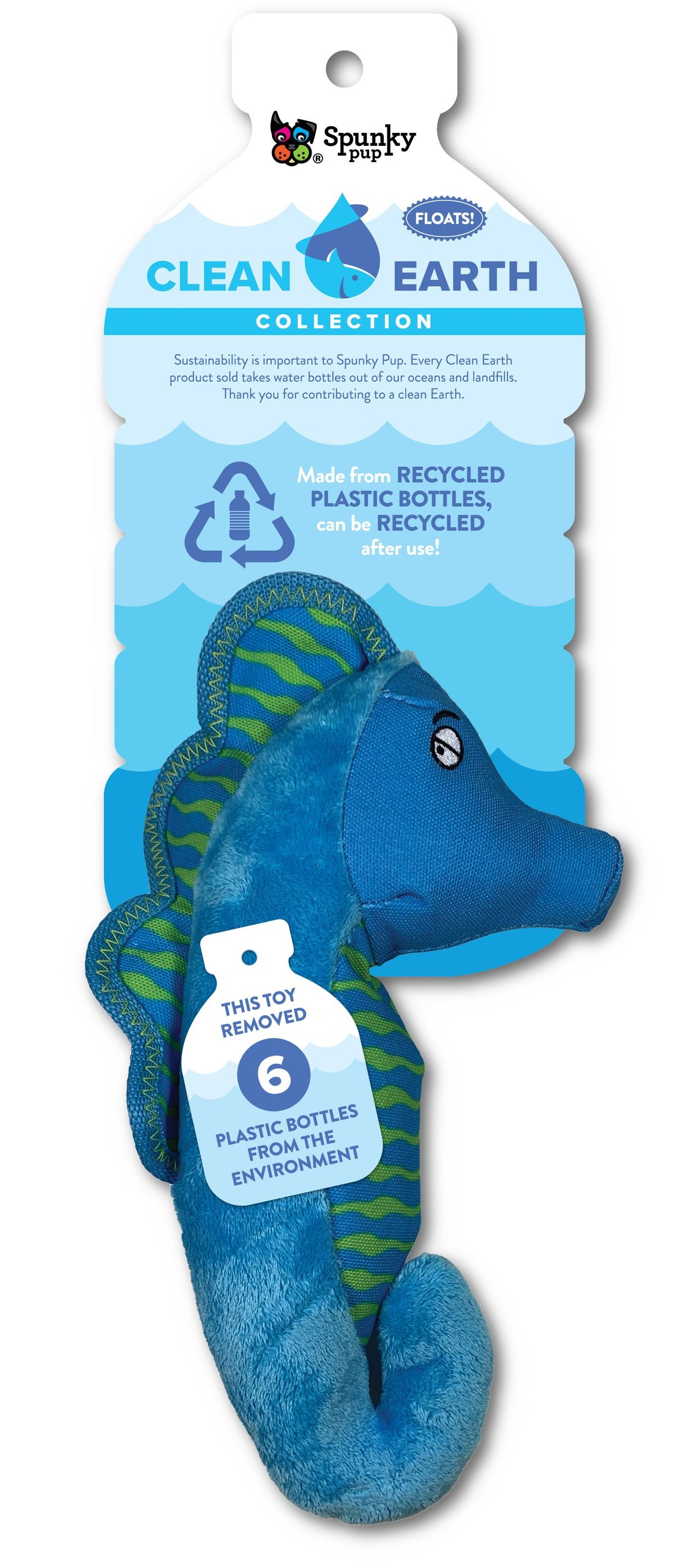 Spunky Pup Clean Earth Plush Seahorse - Small