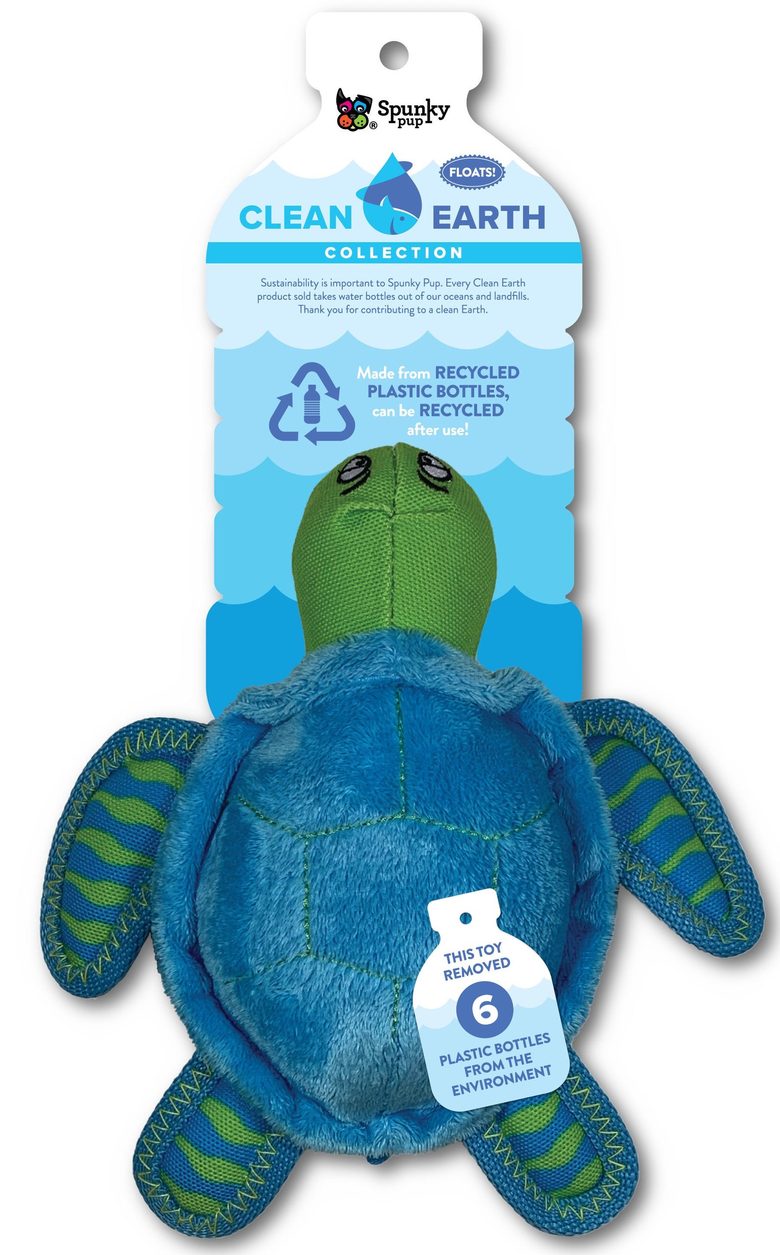 Spunky Pup Clean Earth Plush Turtle - Small
