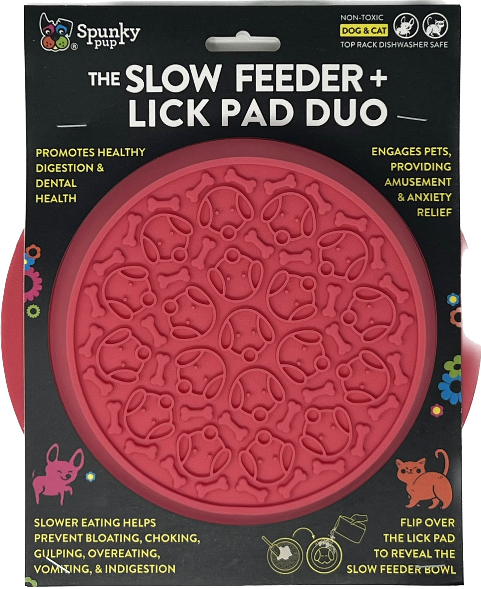 Spunky Pup Slow Feeder Lick Pad Duo Bowl