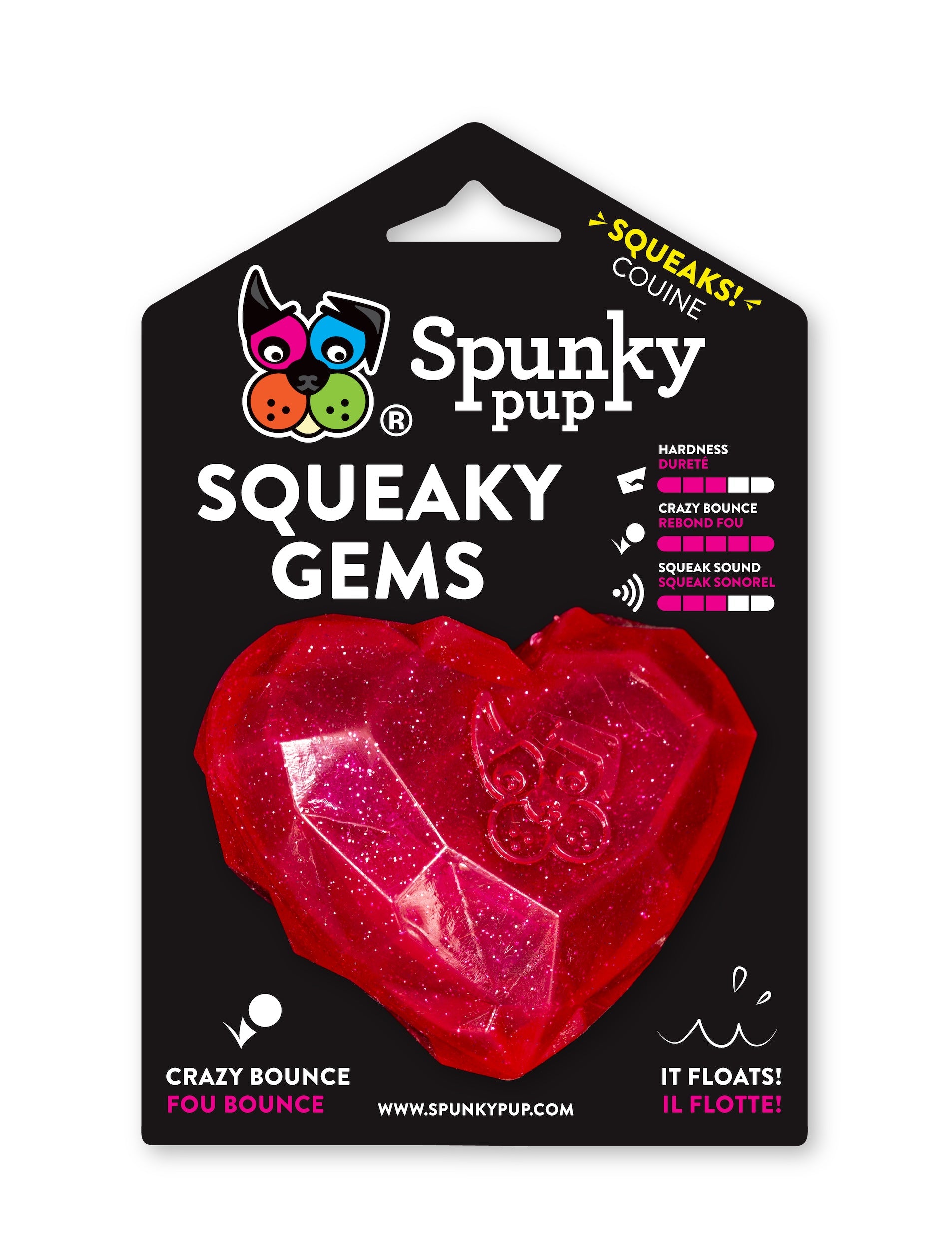 Spunky Pup Squeaky Gems Heart