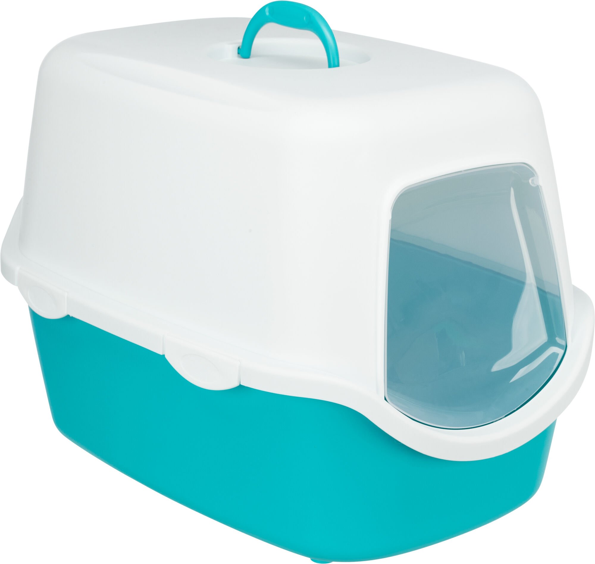Trixie Vico cat litter tray, with hood,turquoise/white 40 x 40 x 56 cm