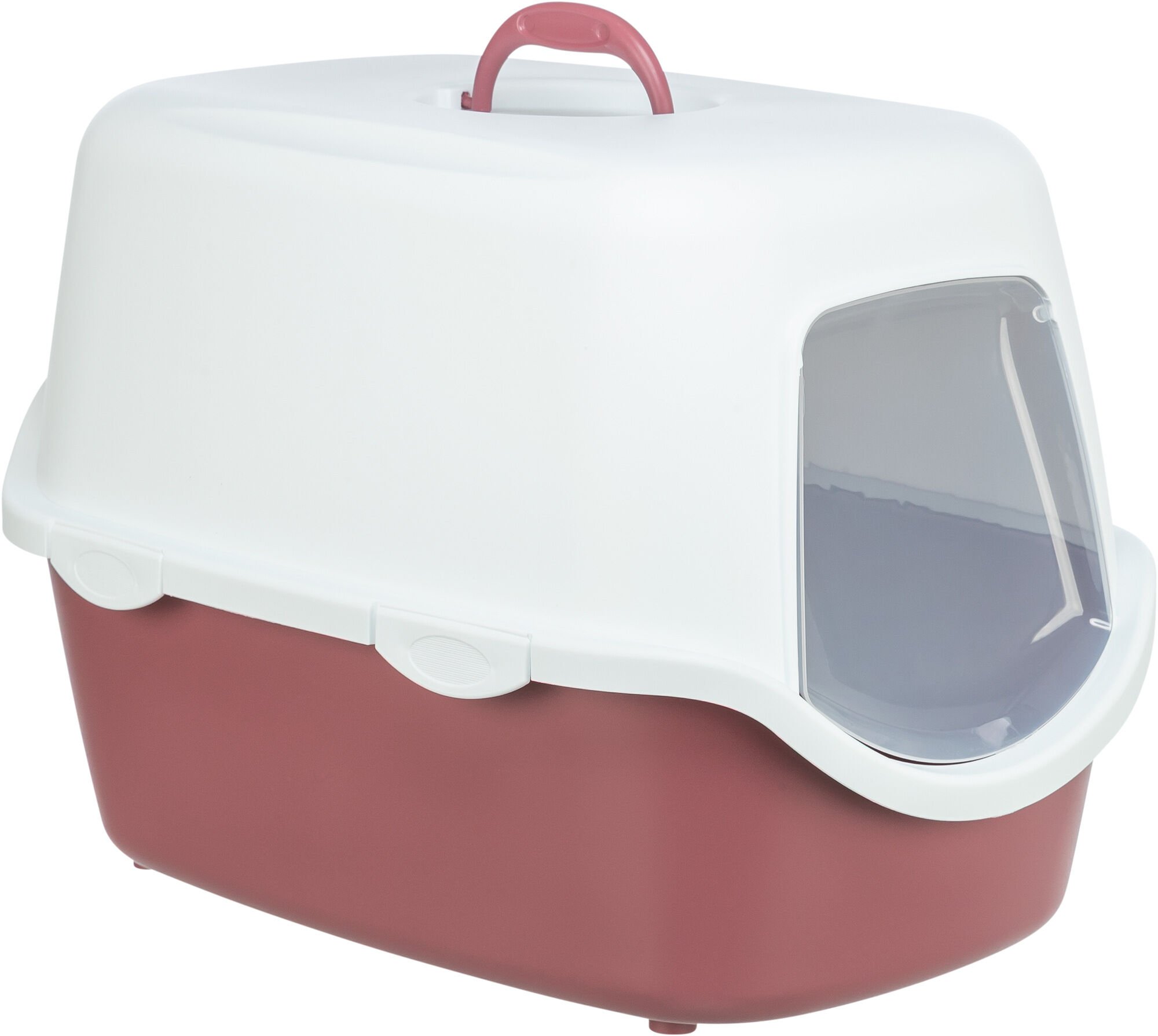 Trixie Vico cat litter tray, with hood, berry/white 40 x 40 x 56 cm