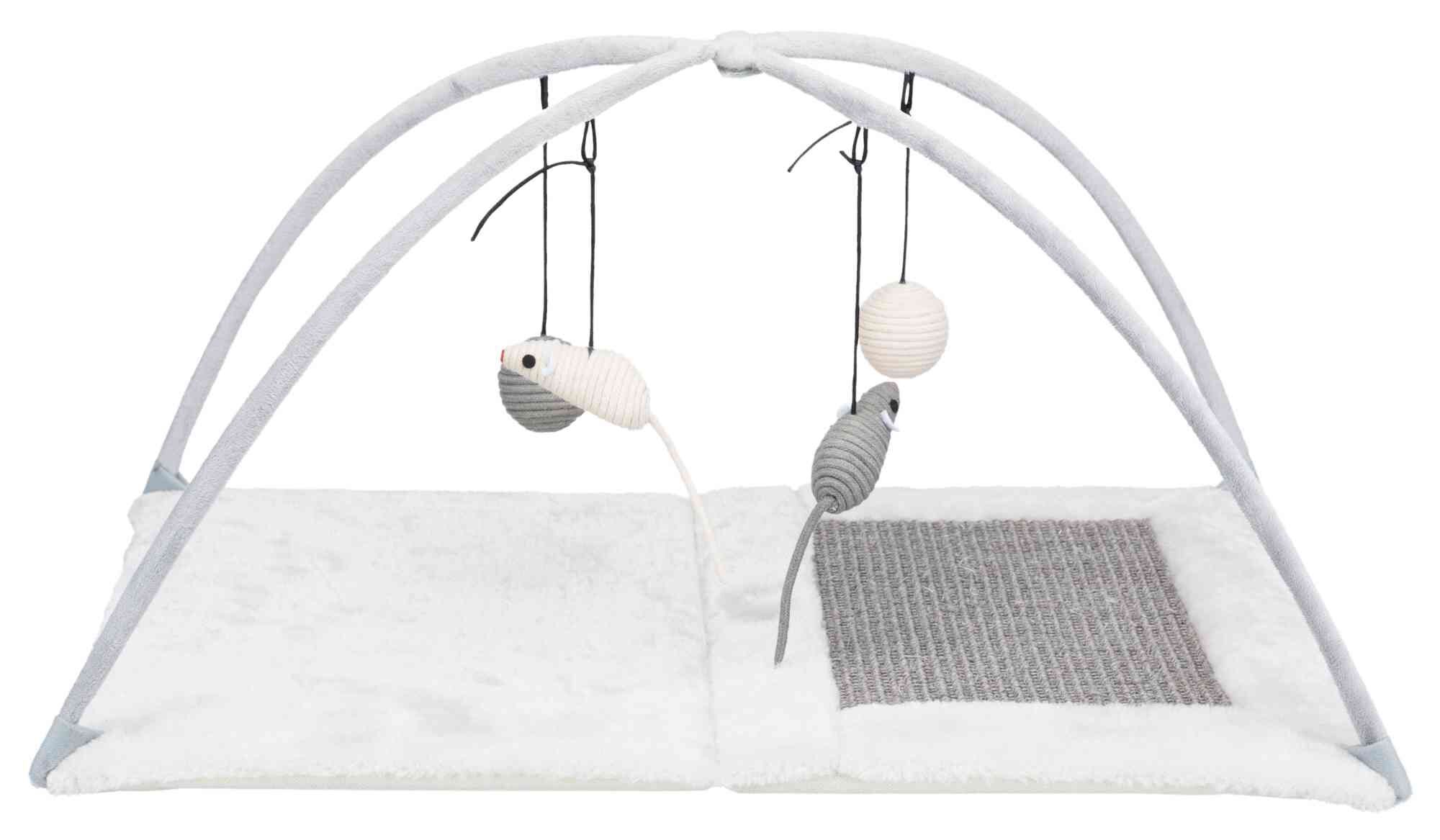 Trixie Junior Scratching mat/playing arch,sisal rug/plush, grey/light grey 60 x 33 x 42 cm