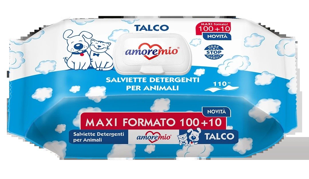 Amoremio Talc Pet Wipes – Maxi Pack (100+10 Wipes)